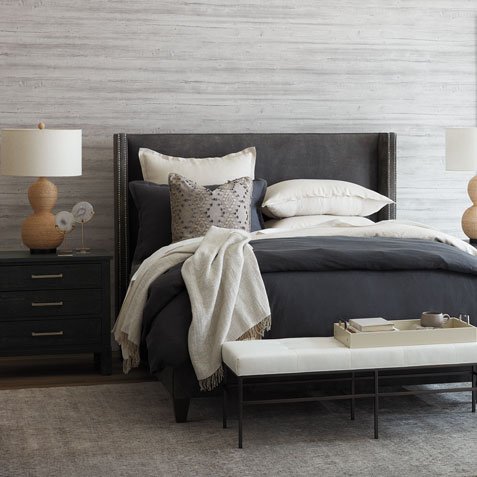 modern gray cozy bedroom