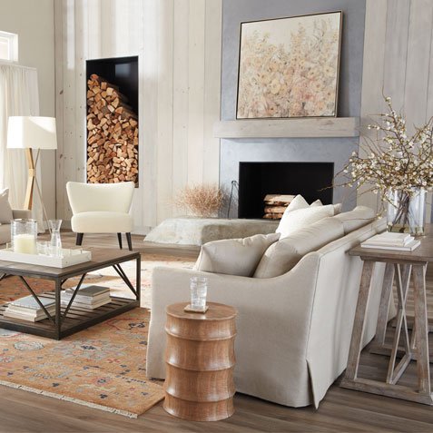 neutral rustic living room