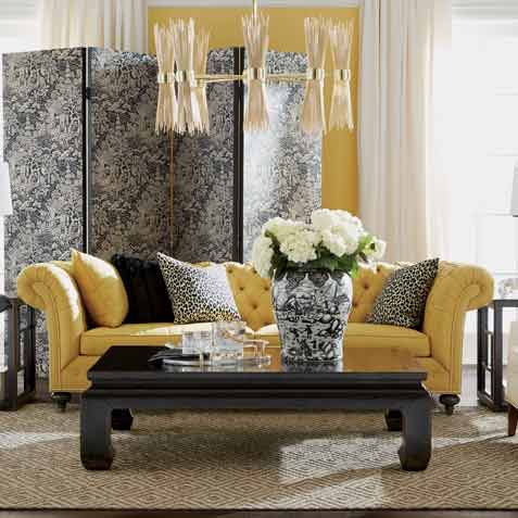 Yellow & Black Beauty Living Room Tile